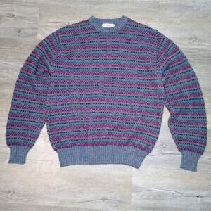 Vintage Jos A Bank Sweater Scottish Wool Shetland Nordic Isle 80s XL VTG